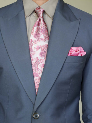 Rose Pink Broad Floral Tie Set