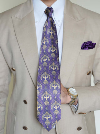 Purple Royal Art Silk Tie & Pocket Square