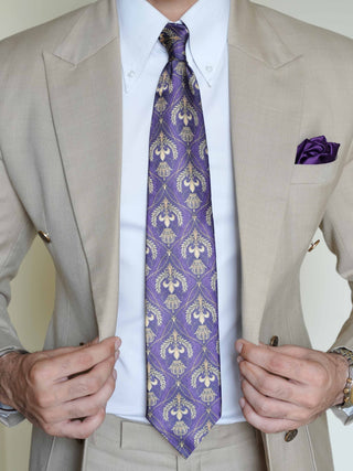 Purple Royal Art Silk Tie & Pocket Square