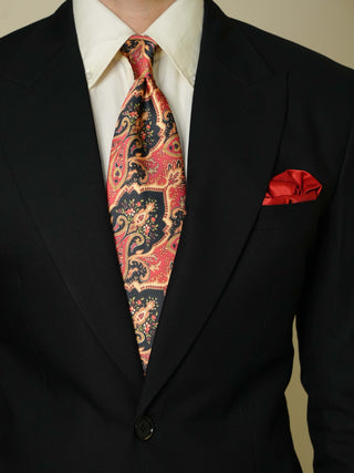 Redish Black Paisley Broad Tie Set