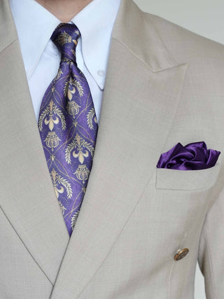 Purple Royal Art Silk Tie & Pocket Square
