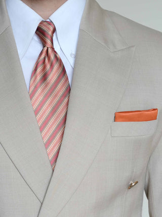 Orange Stripe Art Silk Tie & Pocket Square