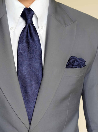 Navy Self Paisley Tie & Pocket Square