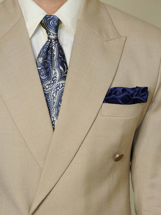 Cremish Blue Paisley Broad Tie Set