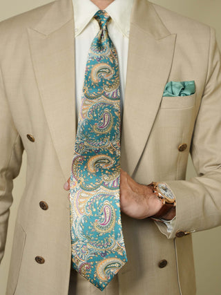 Persian Green Paisley Broad Tie Set