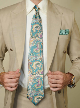 Persian Green Paisley Broad Tie Set