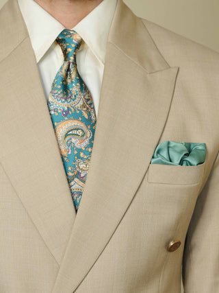 Persian Green Paisley Broad Tie Set