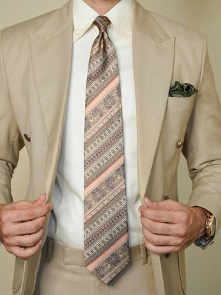 Green Peach Stripe Broad Tie Set