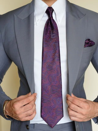 Burgundy Paisley Tie & Pocket Square