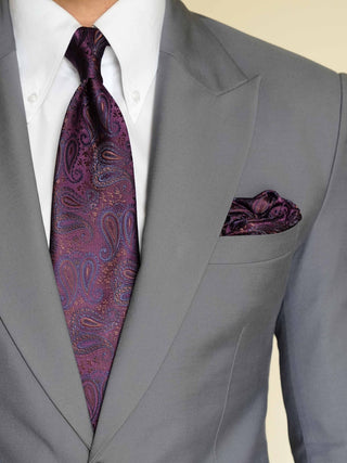 Burgundy Paisley Tie & Pocket Square