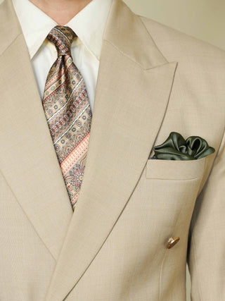 Green Peach Stripe Broad Tie Set