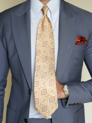 Royal Cream Art Silk Tie & Pocket Square