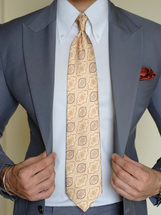 Royal Cream Art Silk Tie & Pocket Square