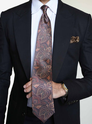 Black Green Paisley Broad Tie Set