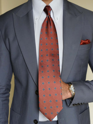Rust Rosette Art Silk Tie & Pocket Square