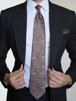 Black Green Paisley Broad Tie Set