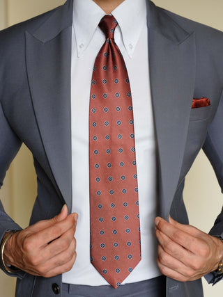 Rust Rosette Art Silk Tie & Pocket Square