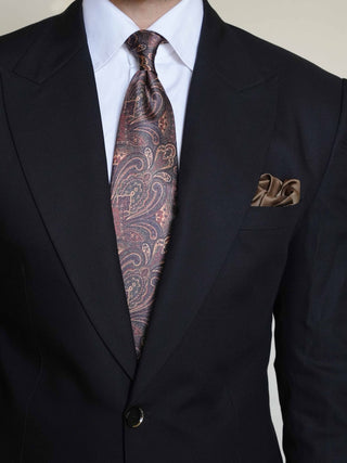 Black Green Paisley Broad Tie Set