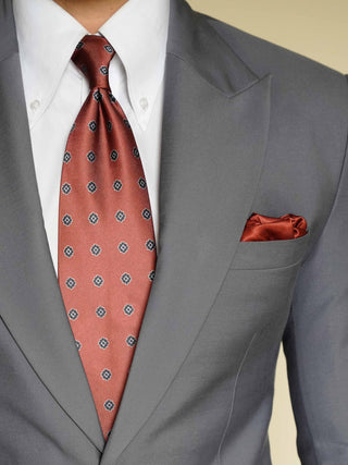 Rust Rosette Art Silk Tie & Pocket Square