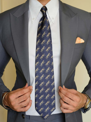 Navy Leopard Print Art Silk Pocket Square