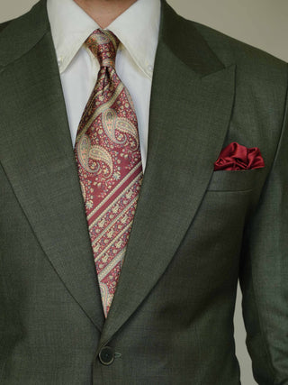 Reddish Green Paisley Broad Tie Set
