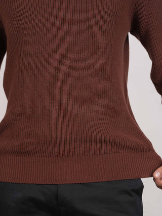 Chocolate Brown Quarter Zip Sweater