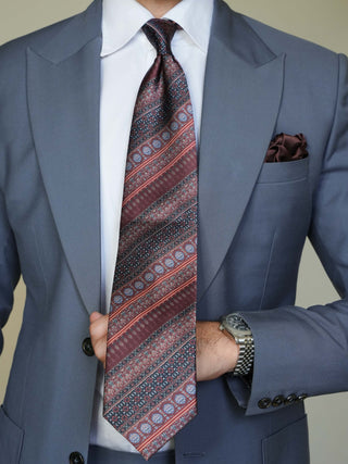 Dark Maroon Classic Stripe Broad Tie Set