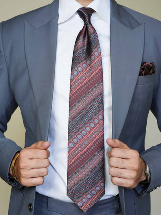 Dark Maroon Classic Stripe Broad Tie Set