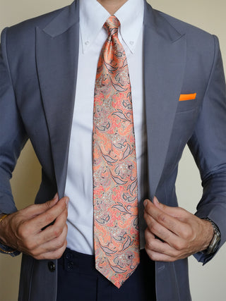 Orange Paisley Broad Tie Set
