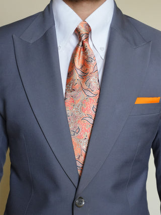 Orange Paisley Broad Tie Set