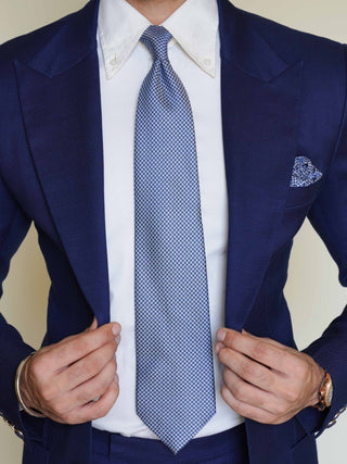 Blue Houndstooth Tie & Pocket Square
