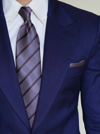 Blue Stripe Houndstooth Tie & Pocket Square