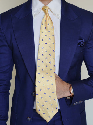 Yellow Floral Print Tie & Pocket Square