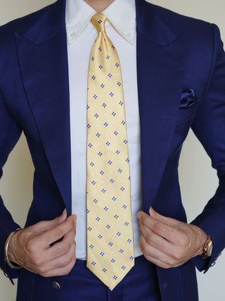 Yellow Floral Print Tie & Pocket Square