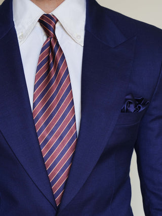 Brown Blue Stripe Art Silk Tie & Pocket Square