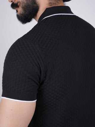 Black Knitted Polo