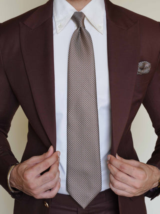Brown Houndstooth Tie & Pocket Square