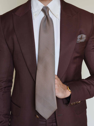 Brown Houndstooth Tie & Pocket Square