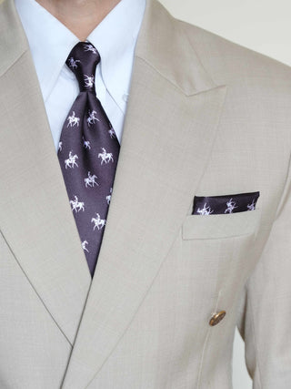 Brown Polo Horse Tie & Pocket Square