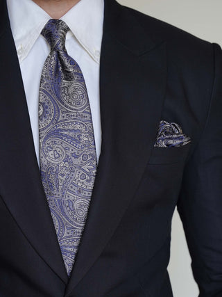 Silver Purple Paisley Tie & Pocket Square