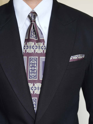 Wine Golden Vintage Broad Tie Set