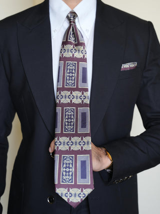 Wine Golden Vintage Broad Tie Set