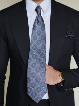 Slate Blue Art Silk Tie & Pocket Square