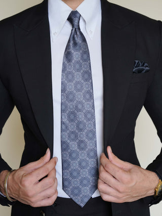 Slate Blue Art Silk Tie & Pocket Square
