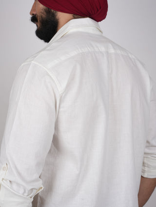 Off White Linen Double Pocket Shirt