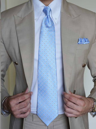 Sky Blue Dotted Tie & Pocket Square