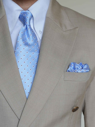 Sky Blue Dotted Tie & Pocket Square