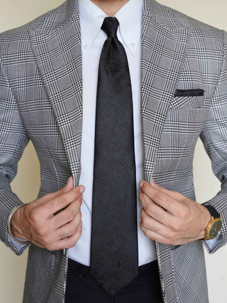 Black Self Paisley Tie & Pocket Square