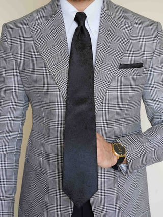 Black Self Paisley Tie & Pocket Square