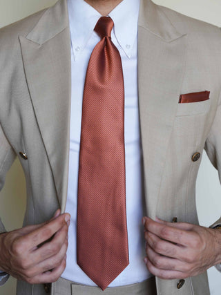 Rust Copper Textured Tie & Pocket Square